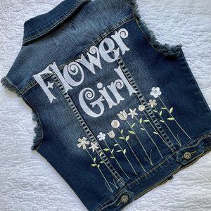 Flower Girl Denim Vest